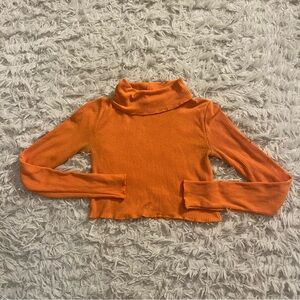 Aritzia Wilfred Free Orange Ribbed Cropped Cardigan XS